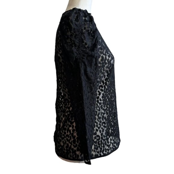 NEW Current/Elliott The Rin Top Black Leopard Lace Sheer LS Womens Sz 1 NWT $248 - Picture 11 of 15